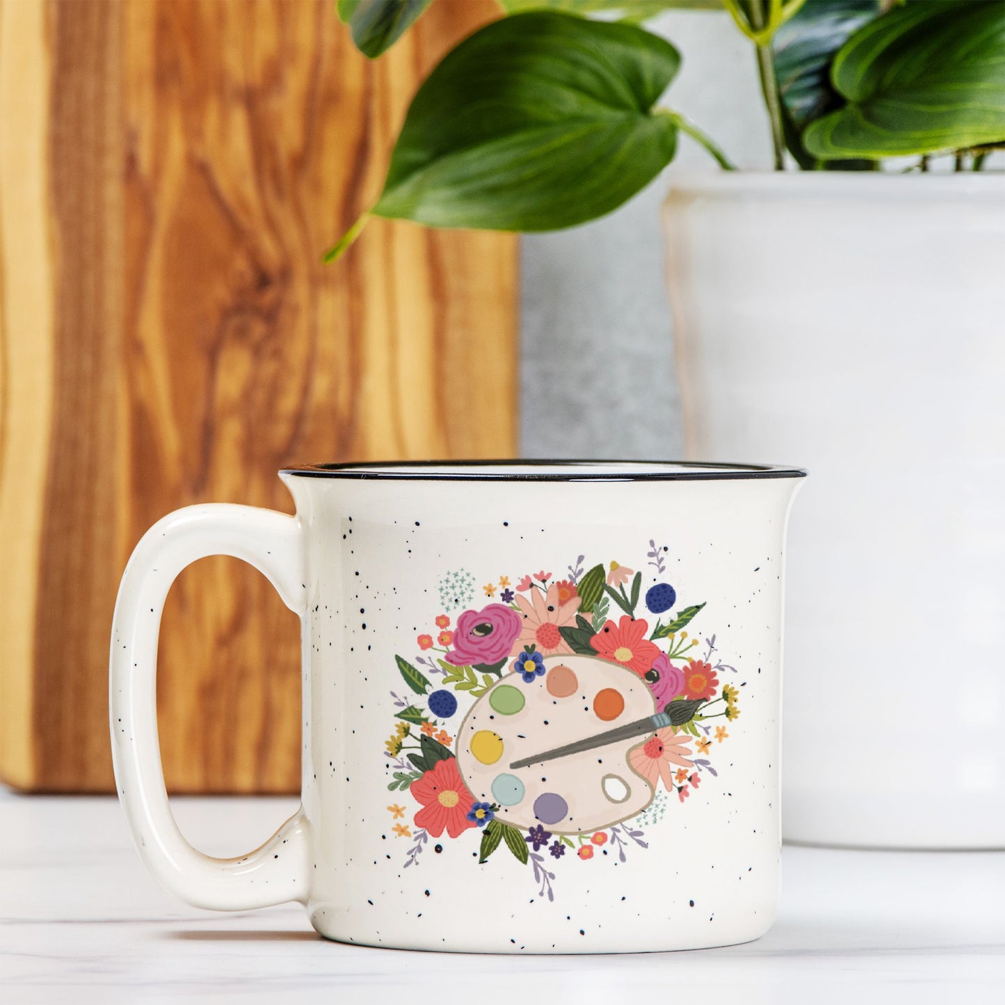 Flower Artist Camp Mug Speckled Cream 13oz