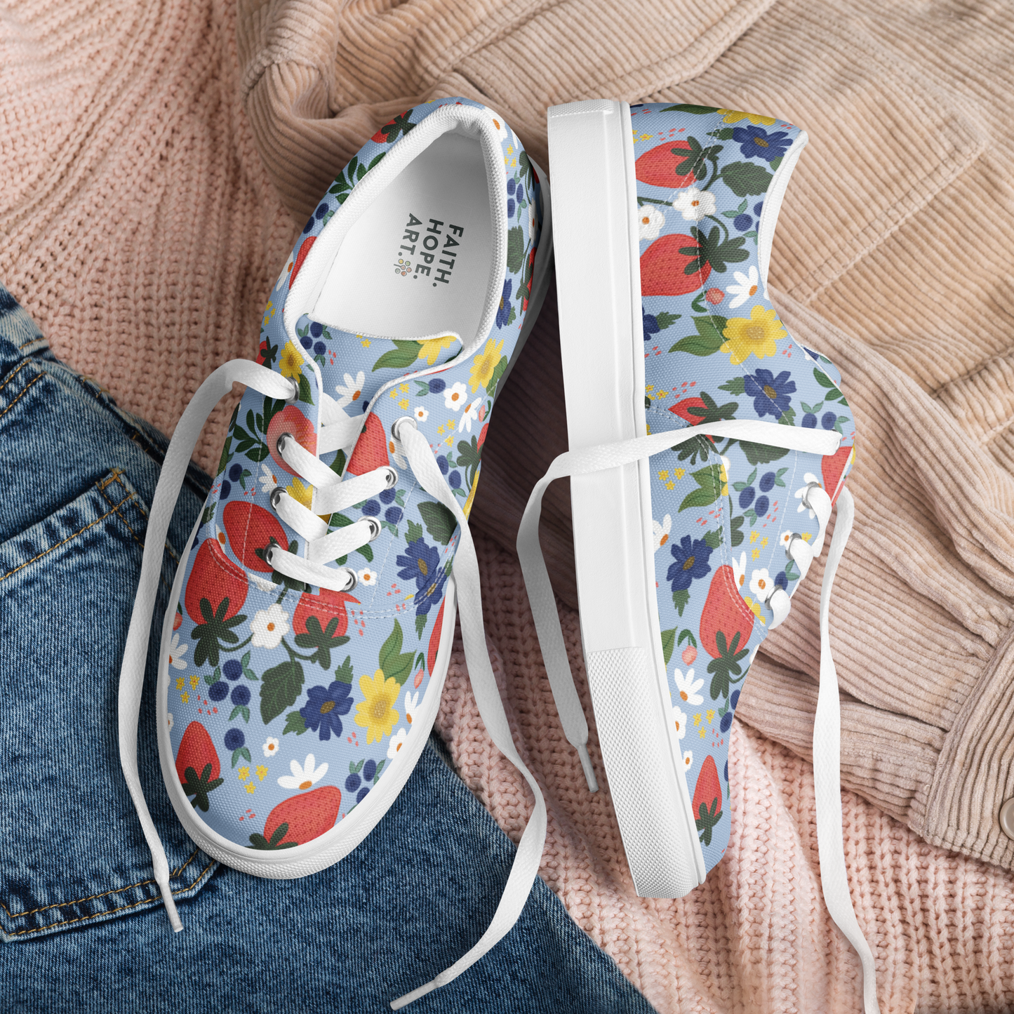 Berry Blessed Strawberry Canvas Sneakers