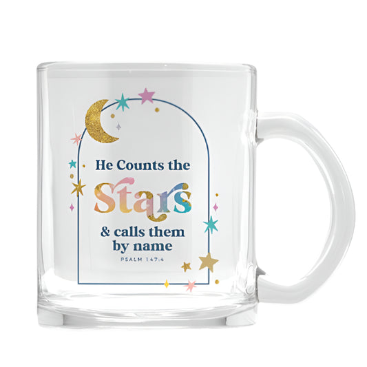 He Counts The Stars Mug Glass