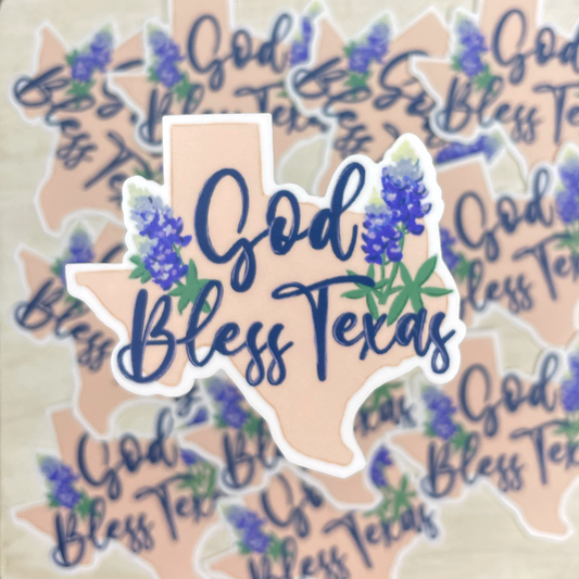 God Bless Texas Vinyl Sticker