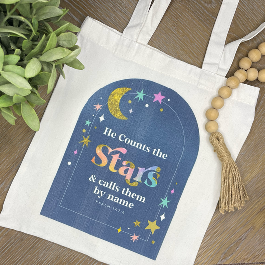He Counts The Stars Tote Bag